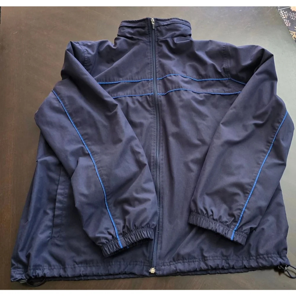 Men's Vintage 90s Tek Gear Navy Blue Windbreaker Jacket L Gorpcore Streetwear